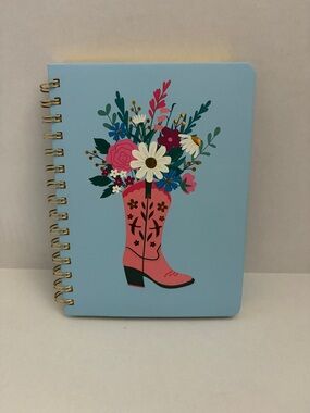 Up & Up Spiral Notebook Journal Pink Cowboy Boot Light Blue Cover
